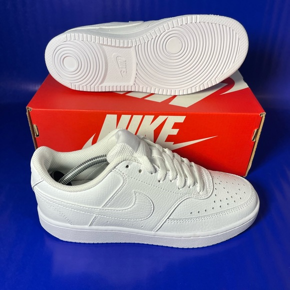 NEW Nike Court Vision Low Triple White Women’s Sneaker Fast Shipping - Picture 3 of 8